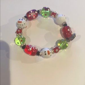 Gorgeous handmade snowman & crystal bracelet